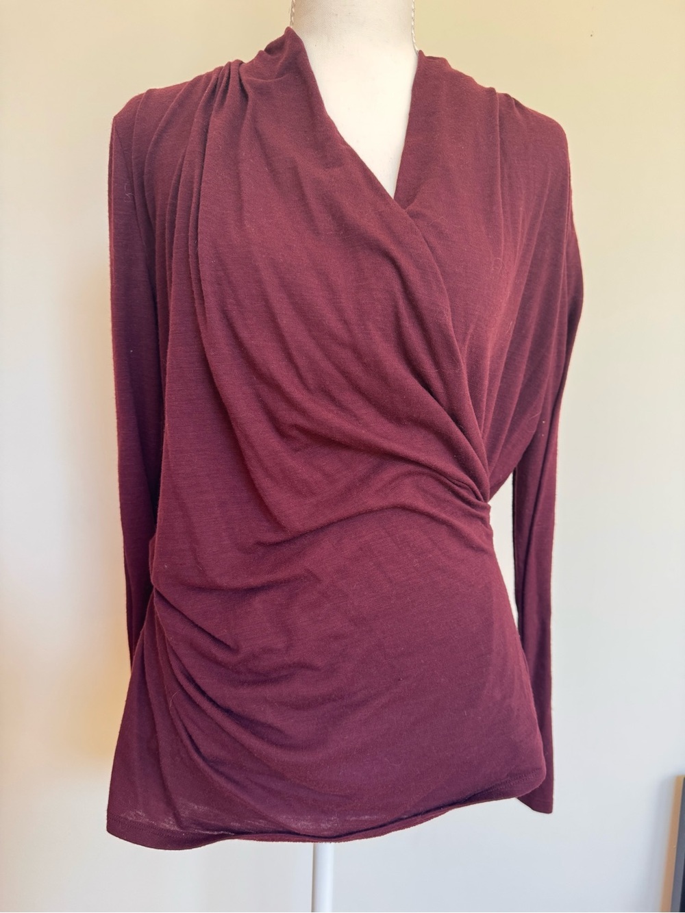 Ann Taylor Wrap-Style Long Sleeve Top - Wine